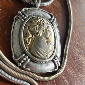 Vintage Averil Gold/Silver toned Cameo Double Strand Necklace